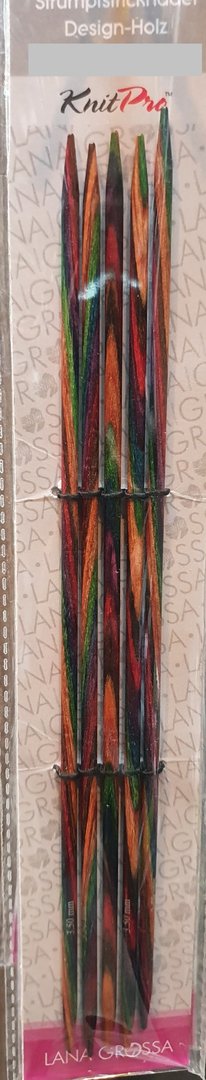 Strumpfstricknadel Design-Holz-Multicolor 15cm ,Lana Grossa Nadeln